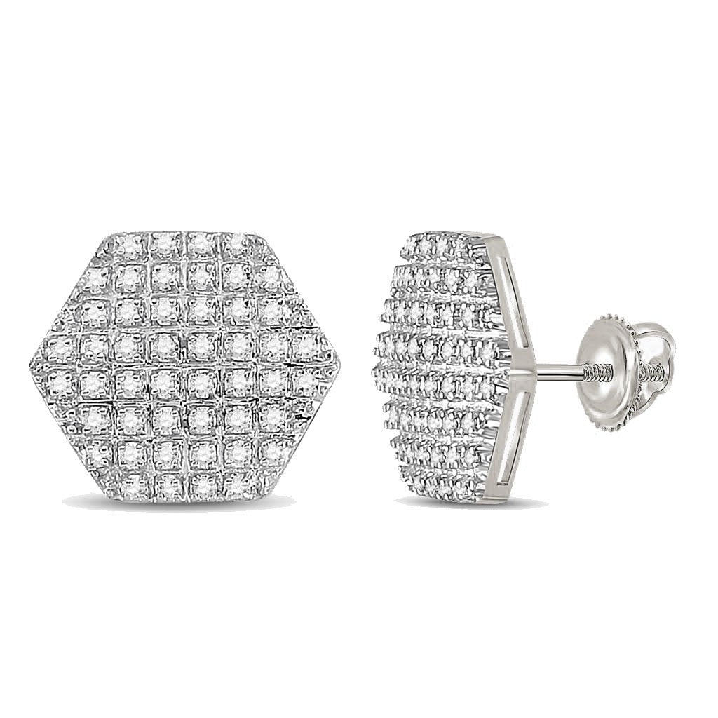 Image of Hexagon Edgeless Micro Pave Diamond Earrings 10K Gold ID 39531366940865
