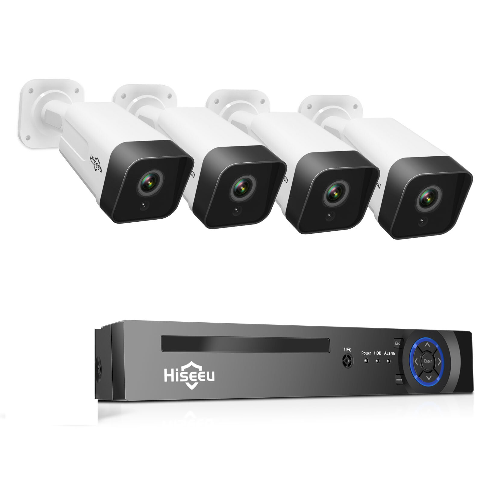 Image of Hiseeu 4Pcs POE H265+ Security IP Cameras 8CH 5MP NVR Camera System Support Audio Night Vision 10mIP66 Waterproof Onv