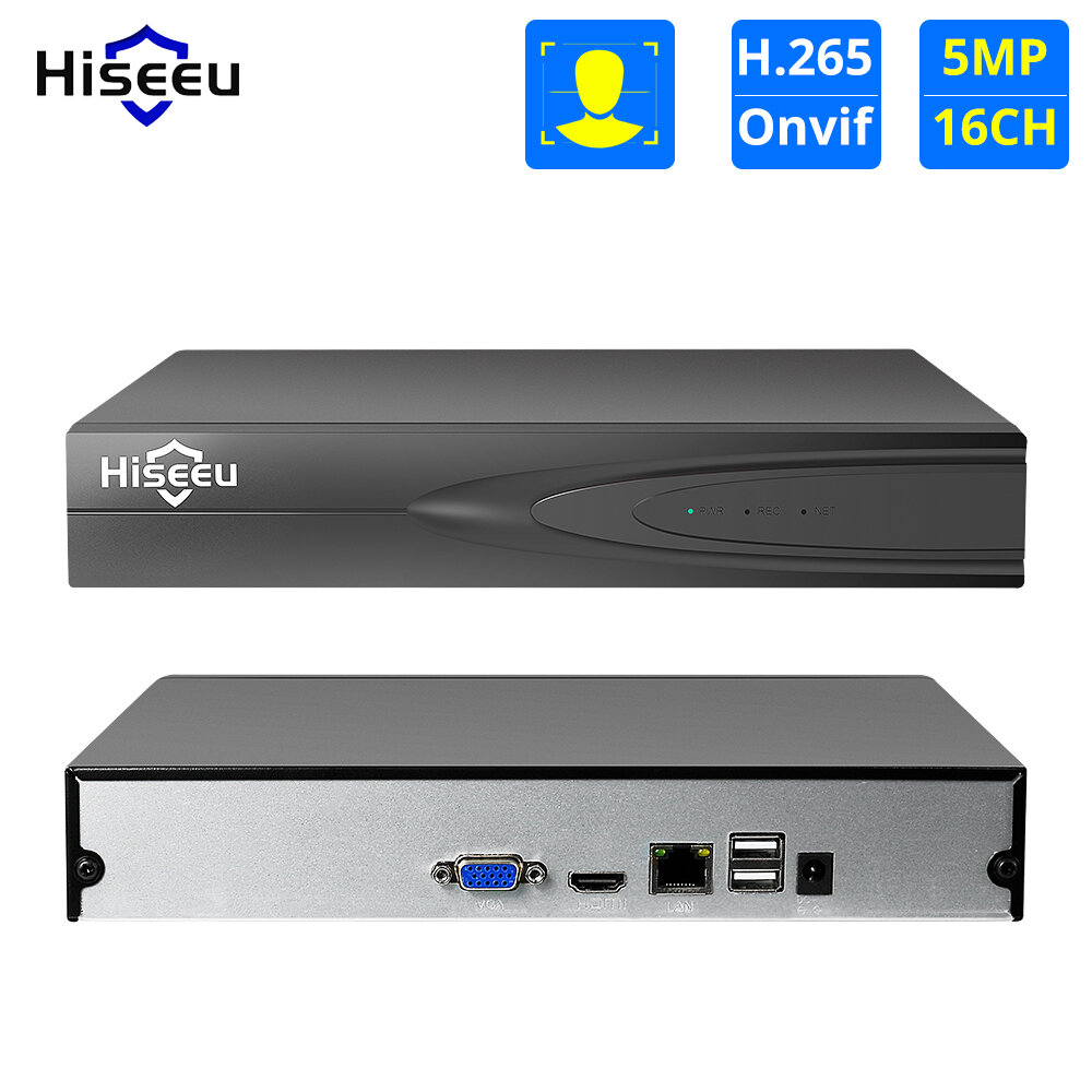 Image of Hiseeu H265 16CH CCTV NVR for 5MP/4MP/3MP/2MP ONVIF 20 IP Camera Metal Network Video Eecorder P2P for CCTC System