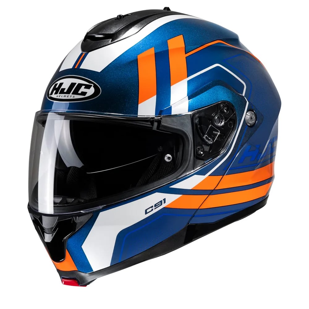 Image of Hjc C91 Octo Blau Orange Mc27 Klapphelm Größe M