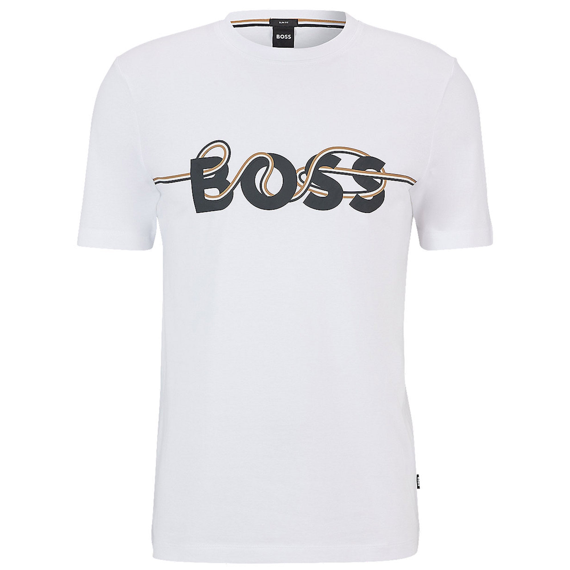 Image of Hugo Boss Mens Noodle Logo T Shirt White XXL