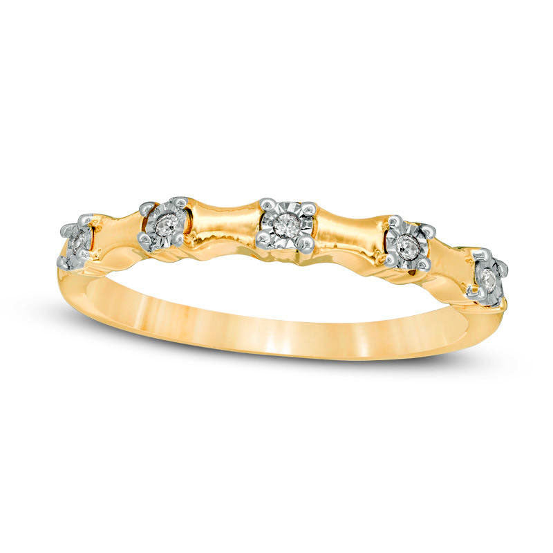 Image of ID 1 005 CT TW Natural Diamond Five Stone Bamboo Anniversary Band in Solid 10K Yellow Gold