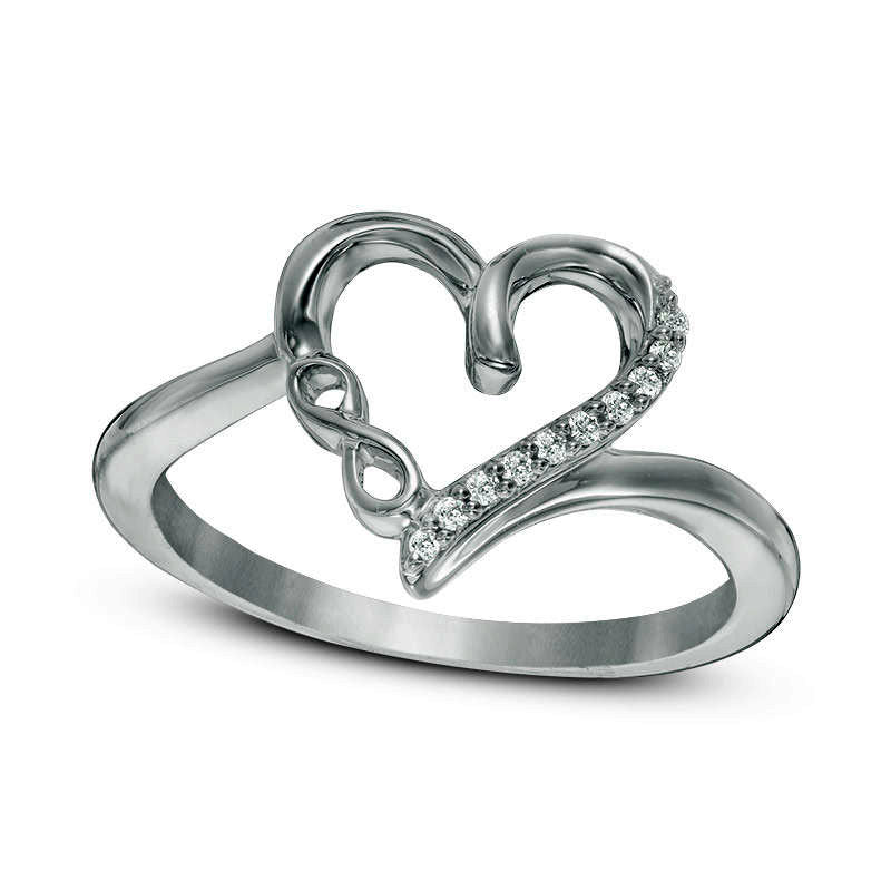 Image of ID 1 005 CT TW Natural Diamond Heart with Infinity Ring in Solid 10K White Gold
