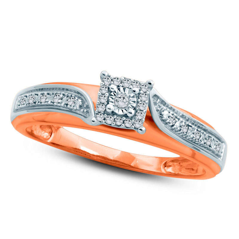 Image of ID 1 005 CT TW Natural Diamond Square Frame Bypass Engagement Ring in Solid 10K Rose Gold