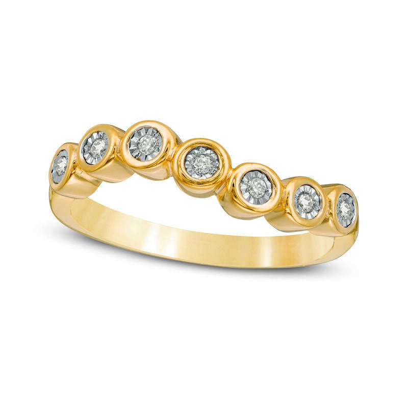 Image of ID 1 005 CT TW Natural Diamond Wave Band in Solid 10K Yellow Gold