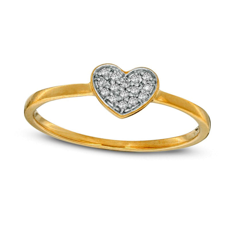 Image of ID 1 007 CT TW Composite Natural Diamond Heart Ring in Solid 10K Yellow Gold