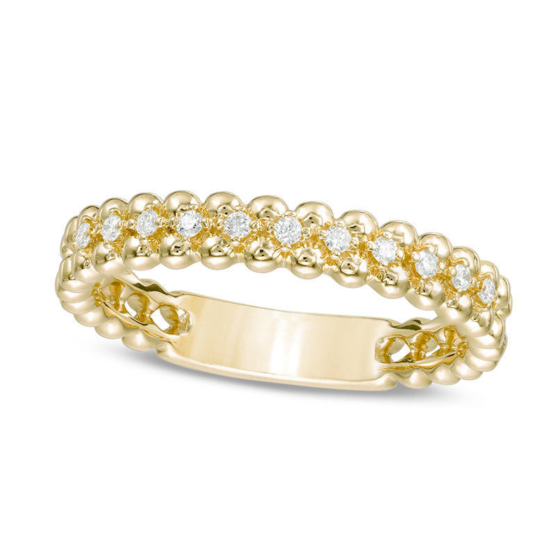 Image of ID 1 007 CT TW Natural Diamond Beaded Anniversary Band in Solid 10K Yellow Gold