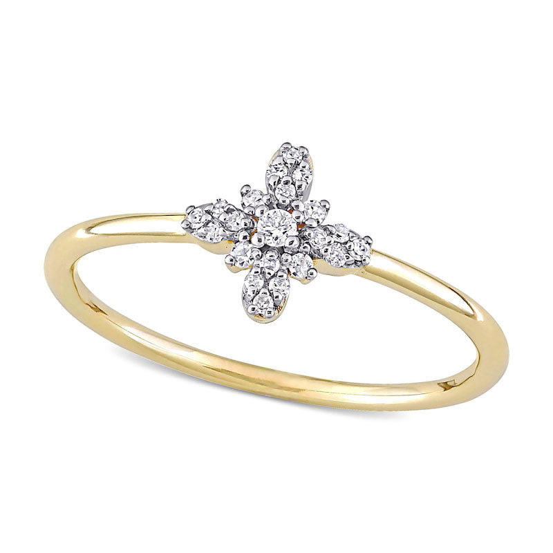 Image of ID 1 007 CT TW Natural Diamond Cross Ring in Solid 10K Yellow Gold