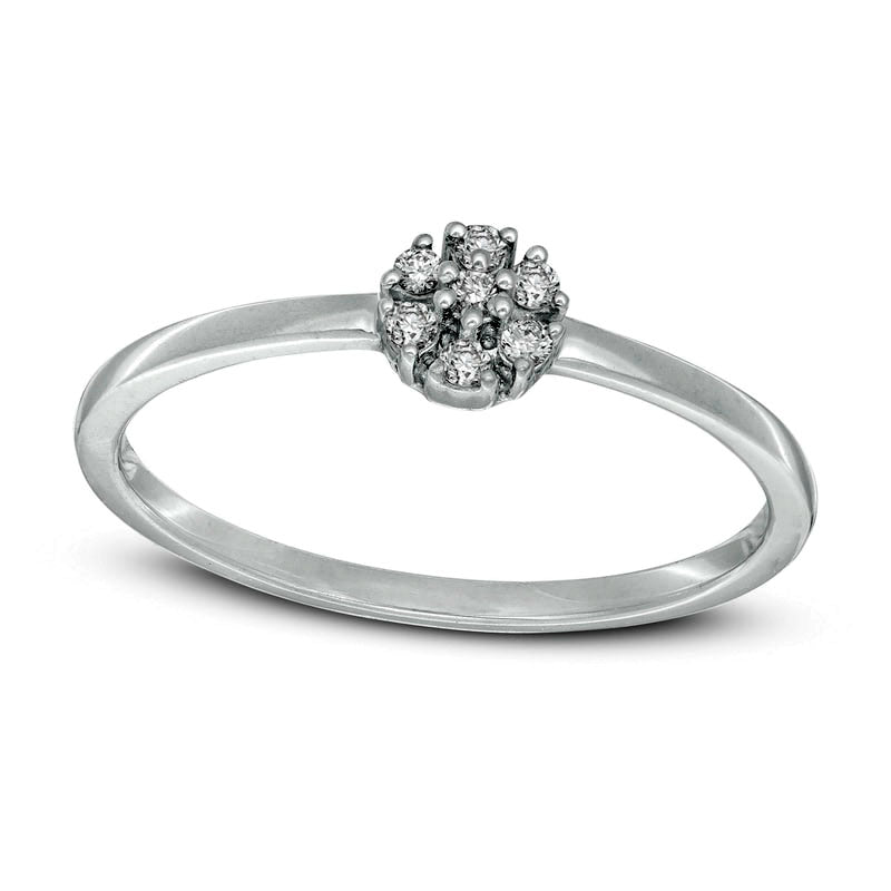 Image of ID 1 007 CT TW Natural Diamond Pinwheel Promise Ring in Solid 10K White Gold