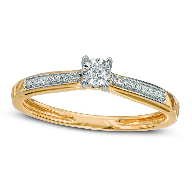 Image of ID 1 007 CT TW Natural Diamond Promise Ring in Solid 10K Yellow Gold