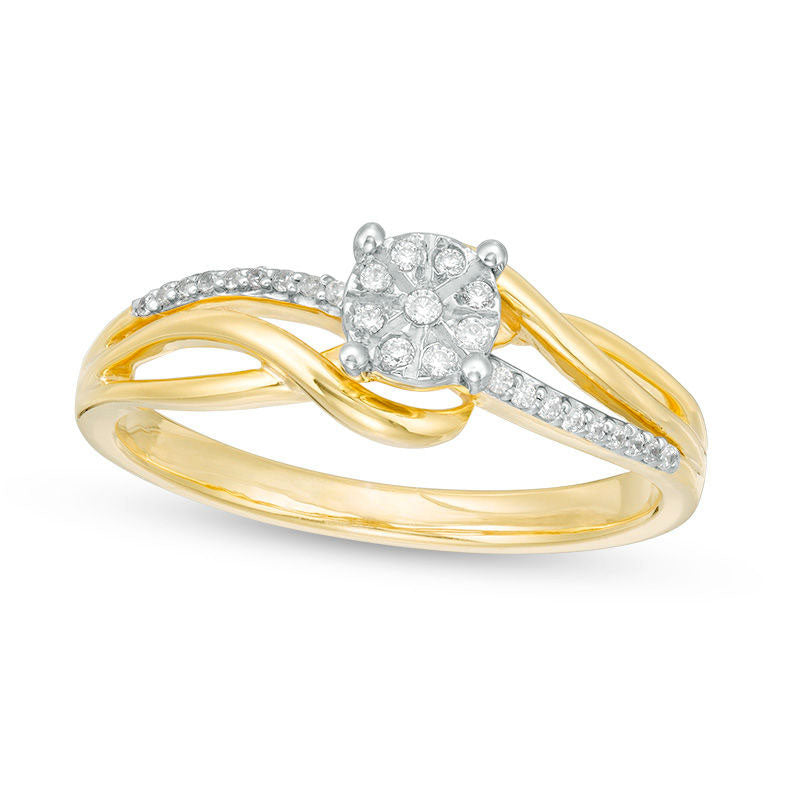 Image of ID 1 010 CT TW Composite Natural Diamond Bypass Promise Ring in Solid 10K Yellow Gold
