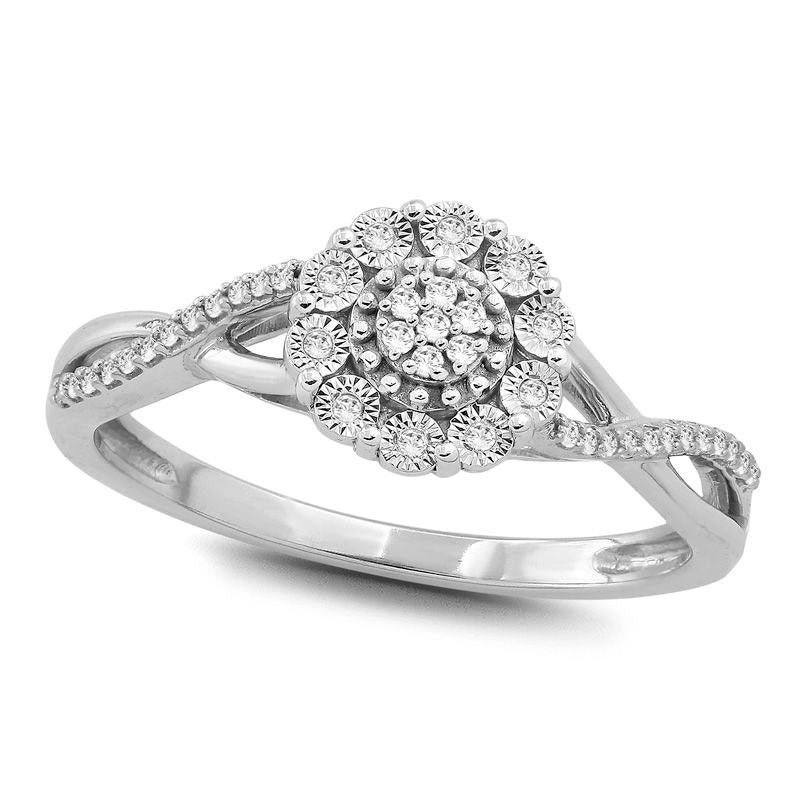 Image of ID 1 010 CT TW Composite Natural Diamond Twist Promise Ring in Sterling Silver