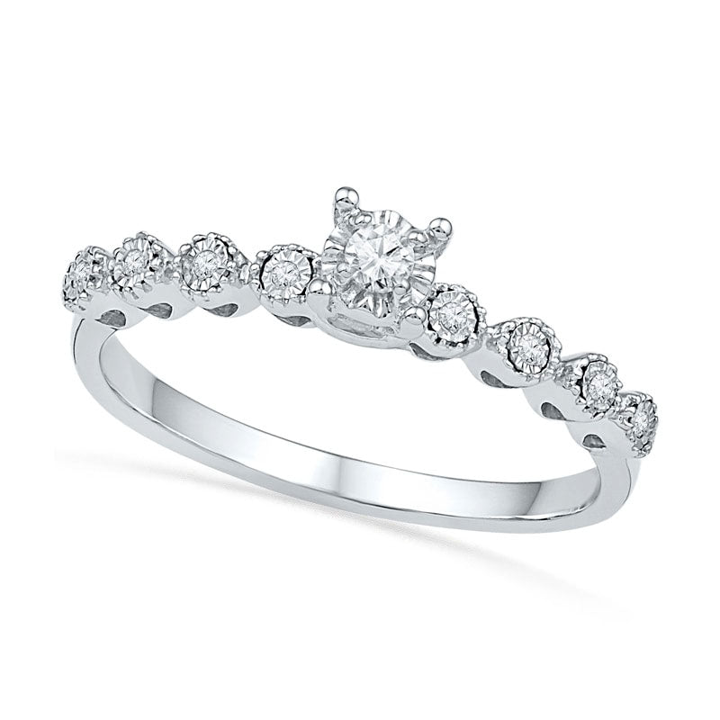 Image of ID 1 010 CT TW Natural Diamond Bubble Promise Ring in Solid 10K White Gold