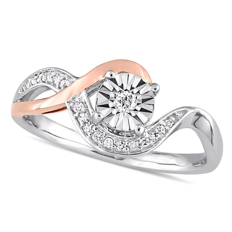Image of ID 1 010 CT TW Natural Diamond Bypass Promise Ring in Solid 10K Two-Tone Gold