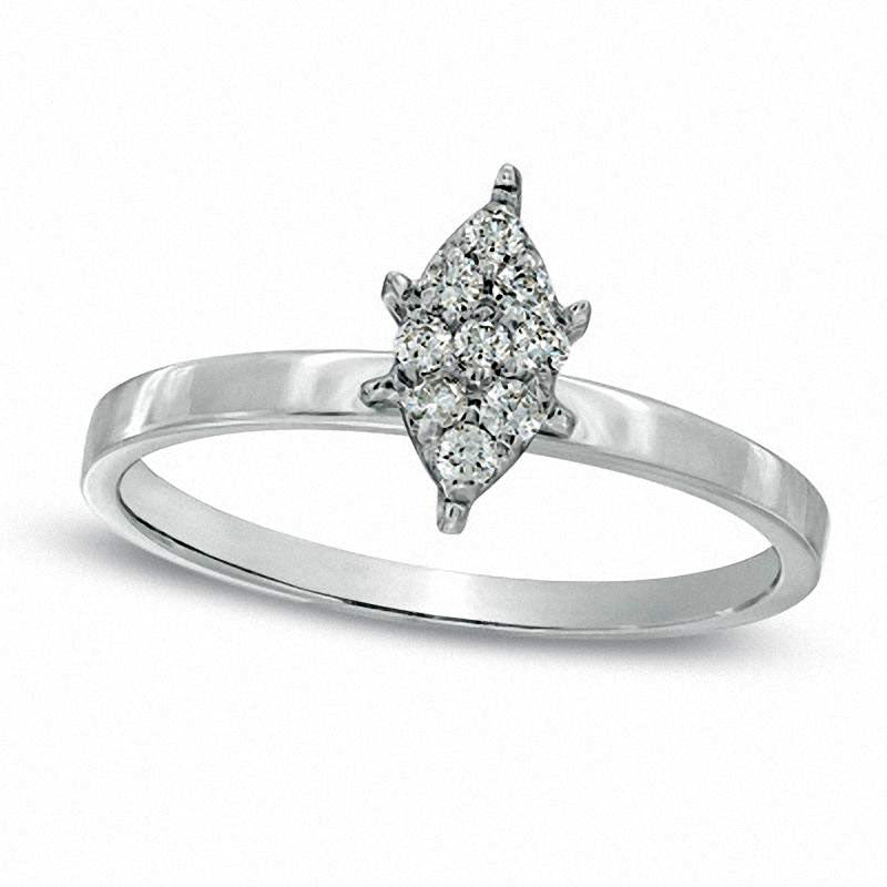 Image of ID 1 010 CT TW Natural Diamond Marquise Cluster Engagement Ring in Solid 10K White Gold