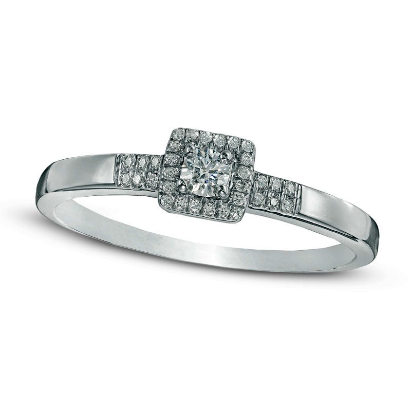 Image of ID 1 010 CT TW Natural Diamond Square Frame Promise Ring in Sterling Silver