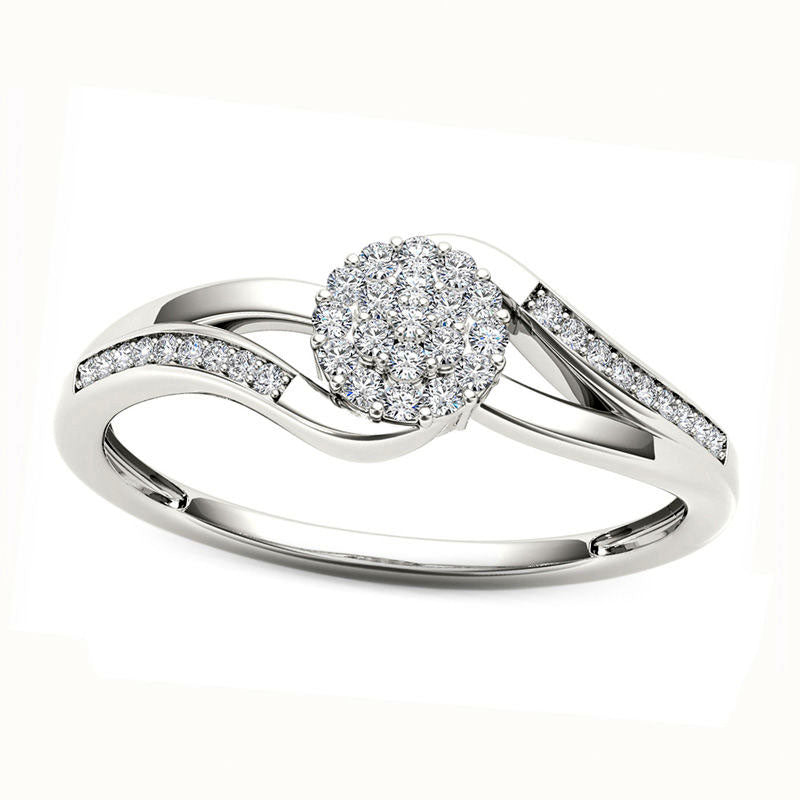 Image of ID 1 013 CT TW Composite Natural Diamond Bypass Split Shank Promise Ring in Solid 10K White Gold