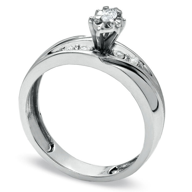 Image of ID 1 013 CT TW Marquise Natural Diamond Engagement Ring in Solid 10K White Gold