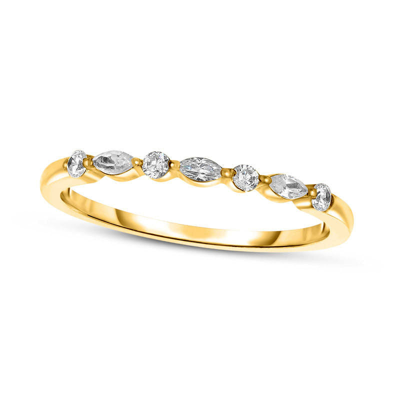 Image of ID 1 013 CT TW Marquise and Round Natural Diamond Alternating Anniversary Band in Solid 14K Gold