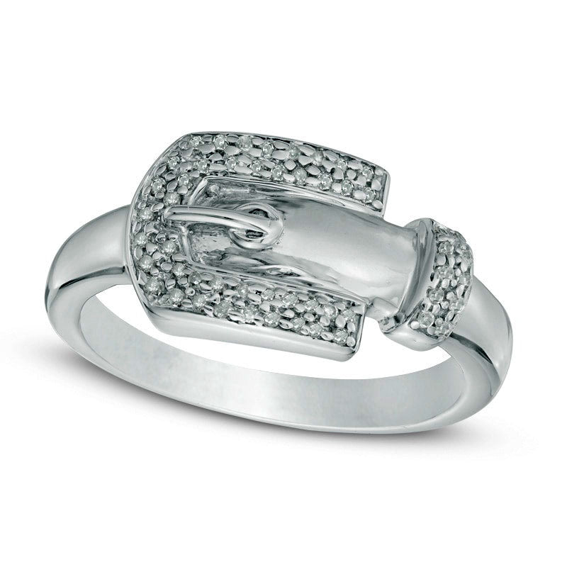 Image of ID 1 013 CT TW Natural Diamond Buckle Ring in Sterling Silver