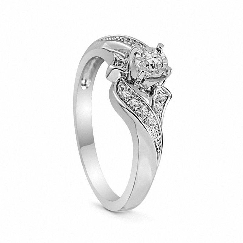 Image of ID 1 013 CT TW Natural Diamond Bypass Frame Promise Ring in Sterling Silver