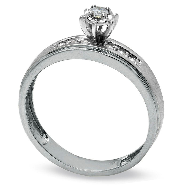 Image of ID 1 013 CT TW Natural Diamond Engagement Ring in Solid 10K White Gold