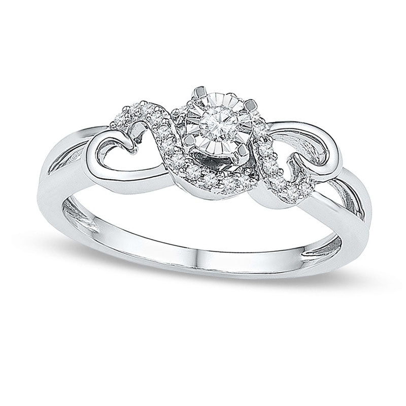 Image of ID 1 013 CT TW Natural Diamond Heart Sides Promise Ring in Solid 10K White Gold