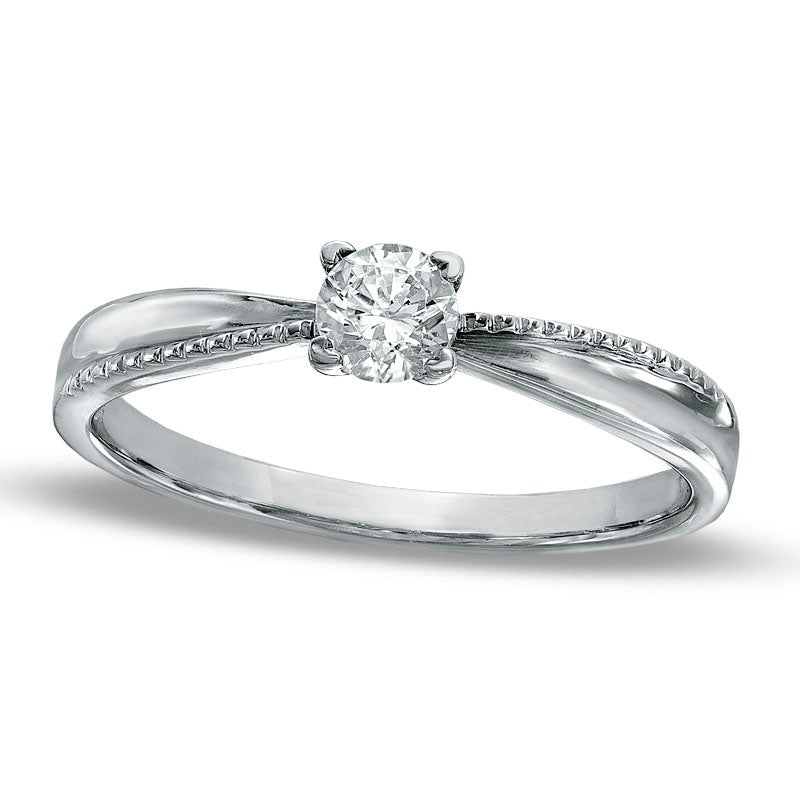 Image of ID 1 017 CT Natural Clarity Enhanced Diamond Solitaire Promise Ring in Solid 10K White Gold