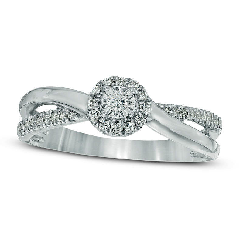 Image of ID 1 017 CT TW Composite Natural Diamond Crossover Promise Ring in Sterling Silver
