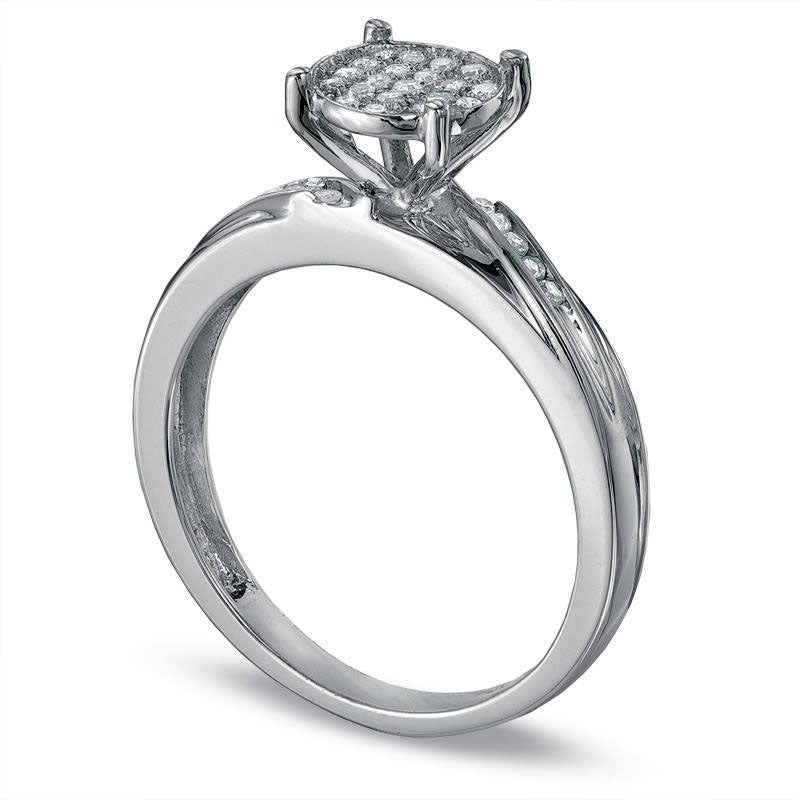 Image of ID 1 017 CT TW Composite Natural Diamond Engagement Ring in Solid 10K White Gold
