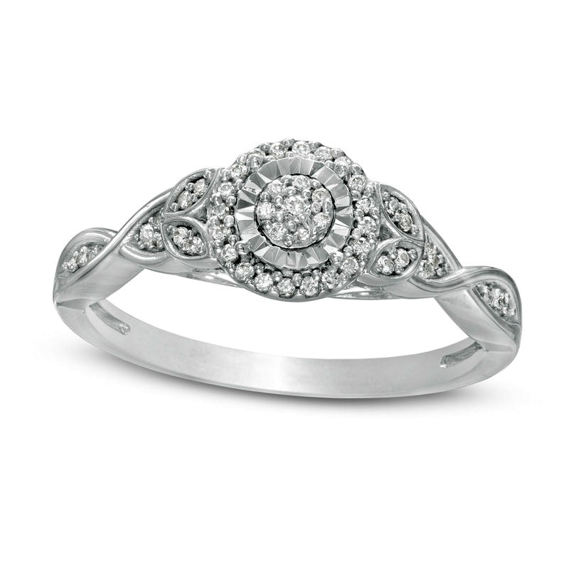 Image of ID 1 017 CT TW Composite Natural Diamond Frame Petal-Sides Promise Ring in Solid 10K White Gold