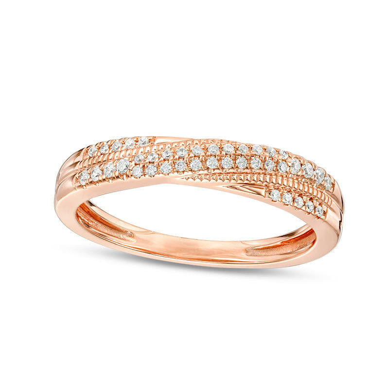 Image of ID 1 017 CT TW Natural Diamond Crossover Antique Vintage-Style Anniversary Band in Solid 10K Rose Gold
