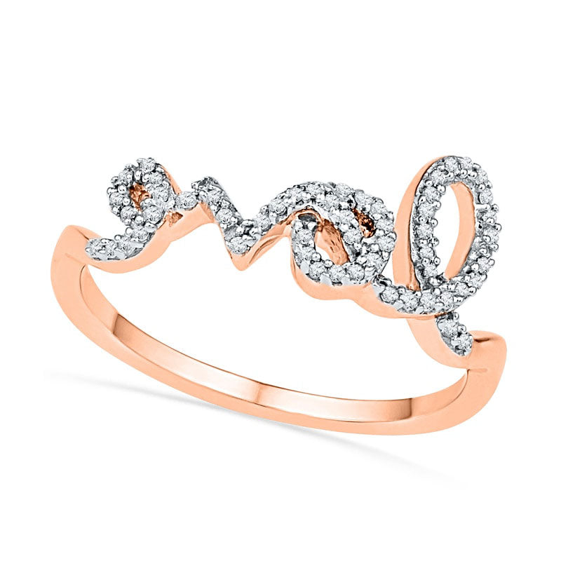 Image of ID 1 017 CT TW Natural Diamond Cursive love Ring in Solid 10K Rose Gold