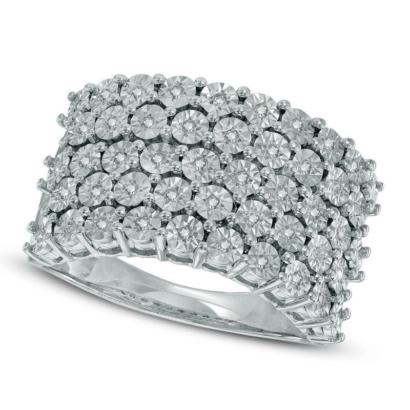 Image of ID 1 017 CT TW Natural Diamond Five Row Band in Sterling Silver