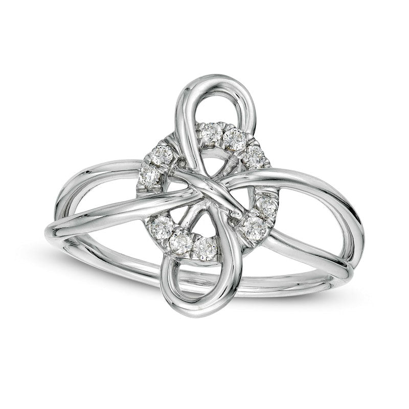 Image of ID 1 017 CT TW Natural Diamond Intertwined Circle and Infinity Loop Ring in Sterling Silver