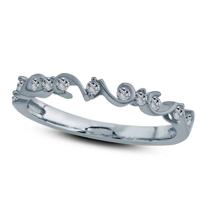 Image of ID 1 017 CT TW Natural Diamond Swirl Stackable Band in Solid 10K White Gold