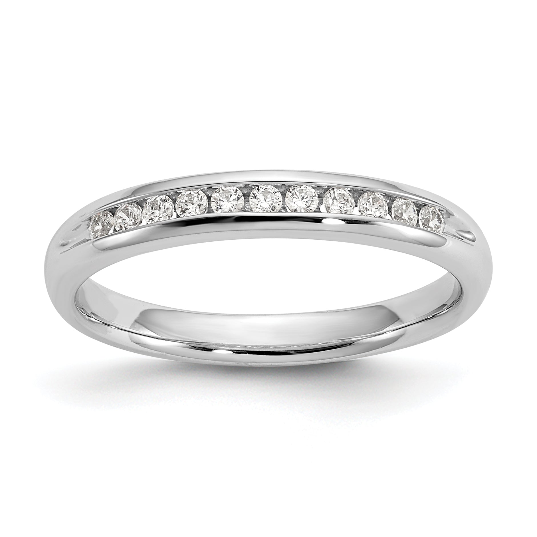 Image of ID 1 017ct CZ Solid Real 14K White Gold 11-Stone Channel Wedding Band Ring