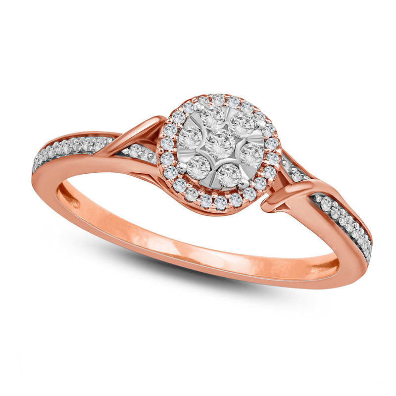Image of ID 1 020 CT TW Composite Natural Diamond Bypass Loop Promise Ring in Solid 10K Rose Gold