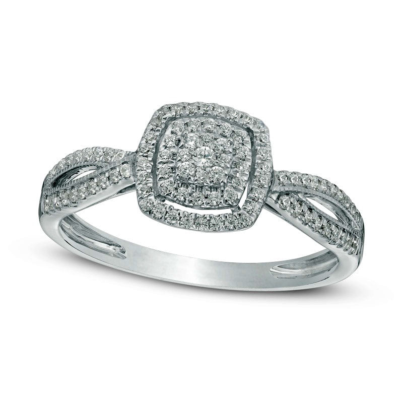 Image of ID 1 020 CT TW Composite Natural Diamond Frame Promise Ring in Solid 10K White Gold