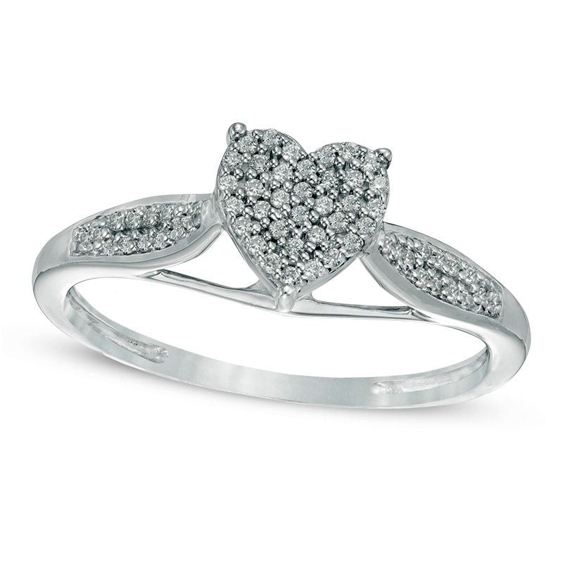 Image of ID 1 020 CT TW Composite Natural Diamond Heart Ring in Sterling Silver