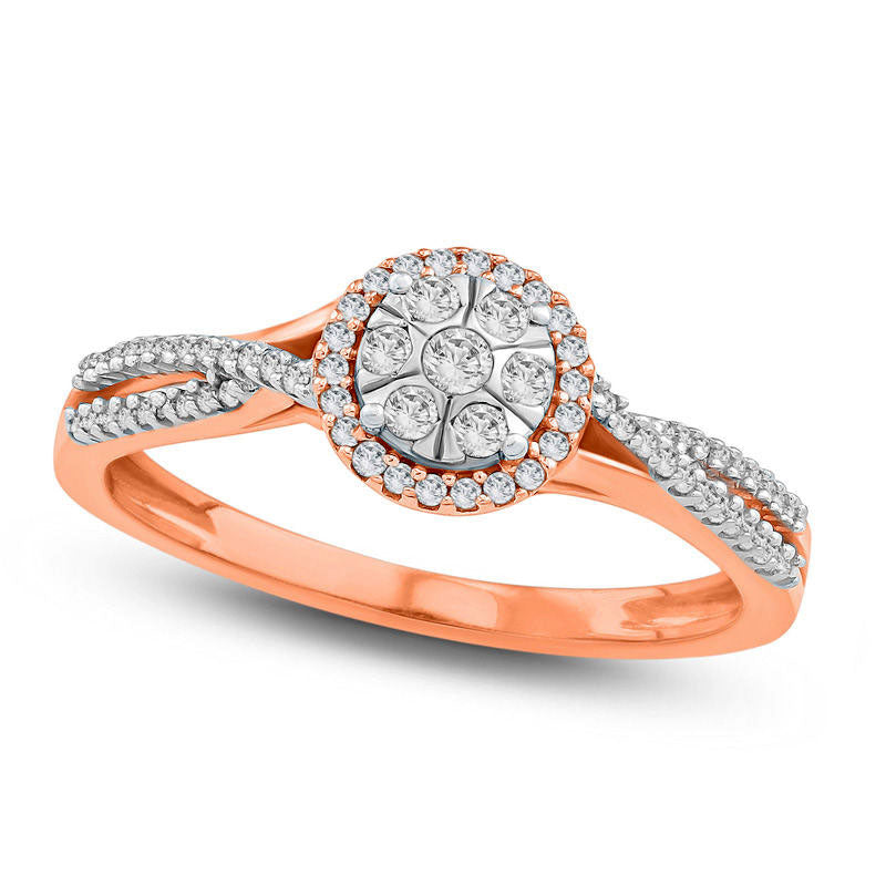 Image of ID 1 020 CT TW Composite Natural Diamond Twist Promise Ring in Solid 10K Rose Gold