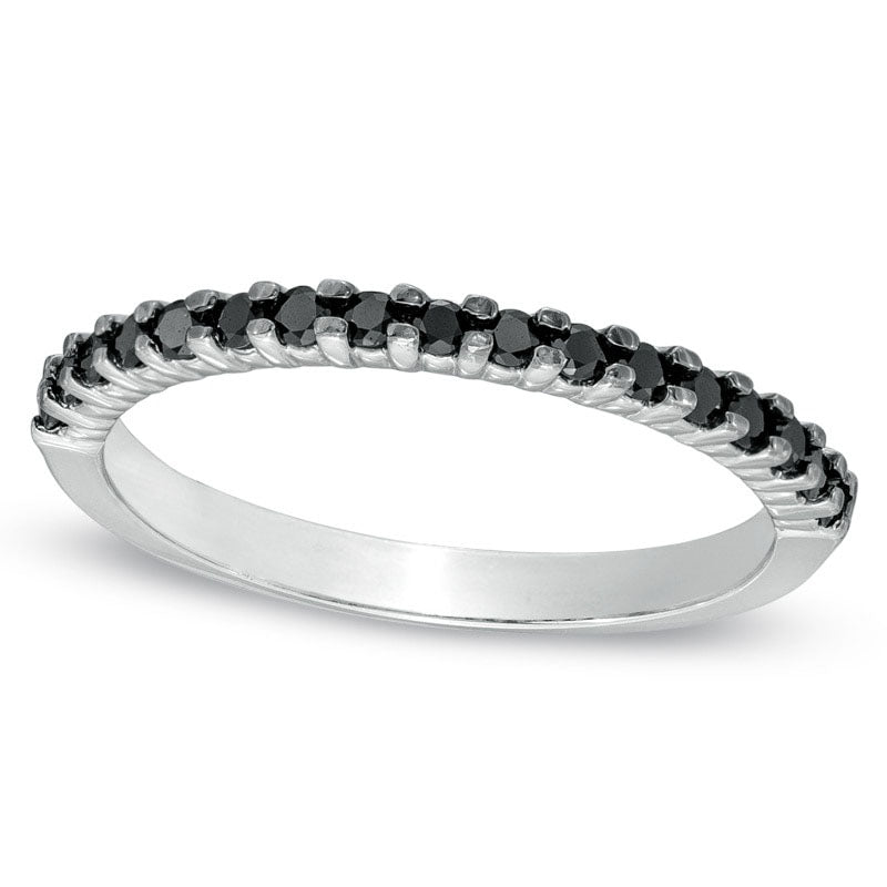 Image of ID 1 020 CT TW Enhanced Black Natural Diamond Band in Solid 10K White Gold