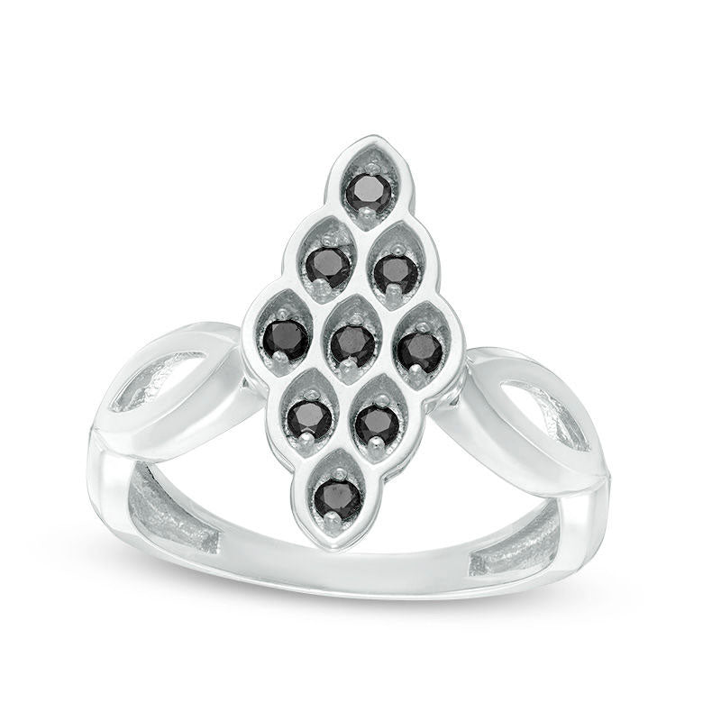 Image of ID 1 020 CT TW Enhanced Black Natural Diamond Marquise Ring in Sterling Silver