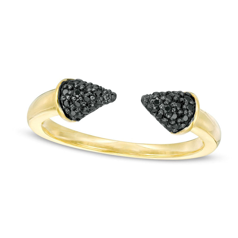 Image of ID 1 020 CT TW Enhanced Black Natural Diamond Spike Open Shank Ring in Solid 10K Yellow Gold
