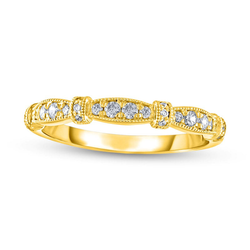 Image of ID 1 020 CT TW Natural Diamond Alternating Collar Antique Vintage-Style Stackable Band in Solid 14K Gold