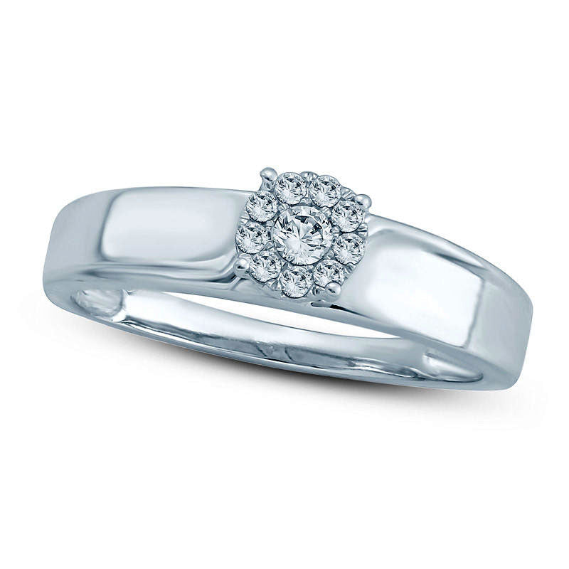 Image of ID 1 020 CT TW Natural Diamond Frame Engagement Ring in Solid 10K White Gold