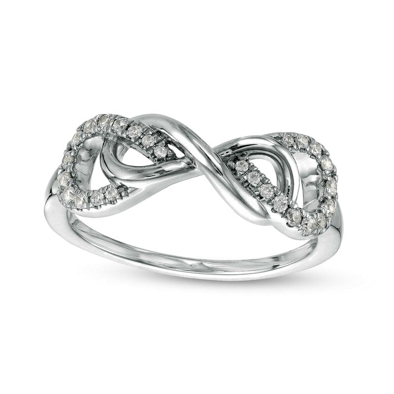 Image of ID 1 020 CT TW Natural Diamond Interlocking Double Infinity Loop Ring in Sterling Silver