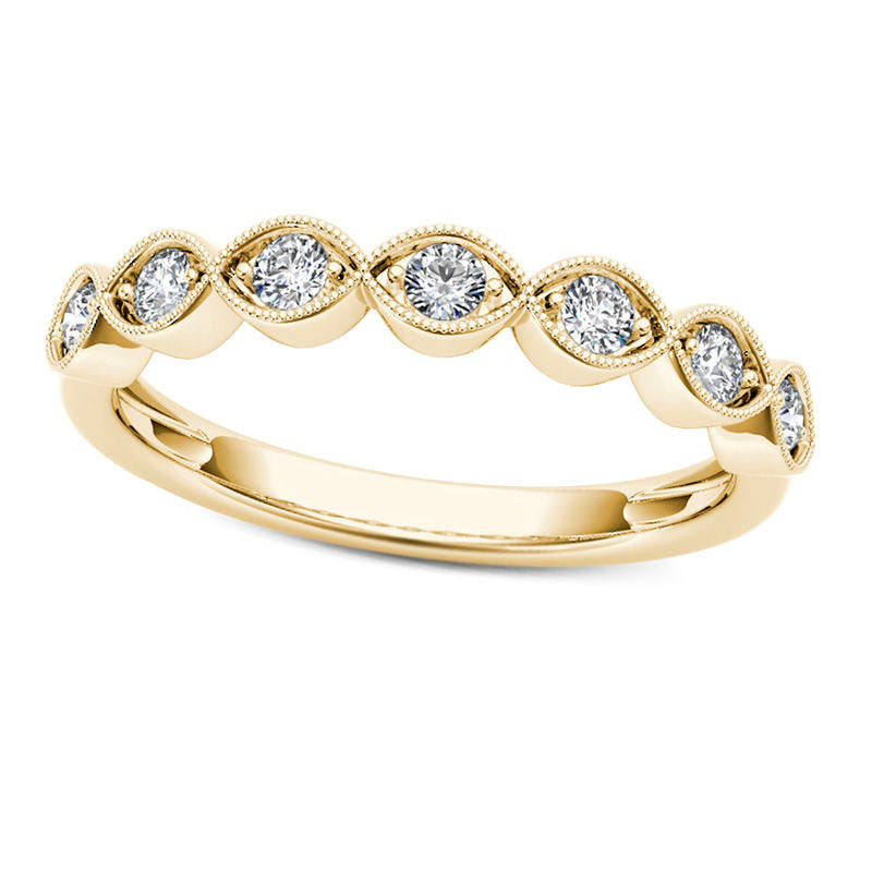 Image of ID 1 020 CT TW Natural Diamond Marquise-Shaped Antique Vintage-Style Stackable Band in Solid 10K Yellow Gold