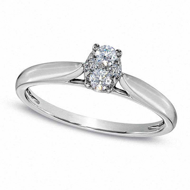 Image of ID 1 020 CT TW Natural Diamond Oval Promise Ring in Solid 10K White Gold
