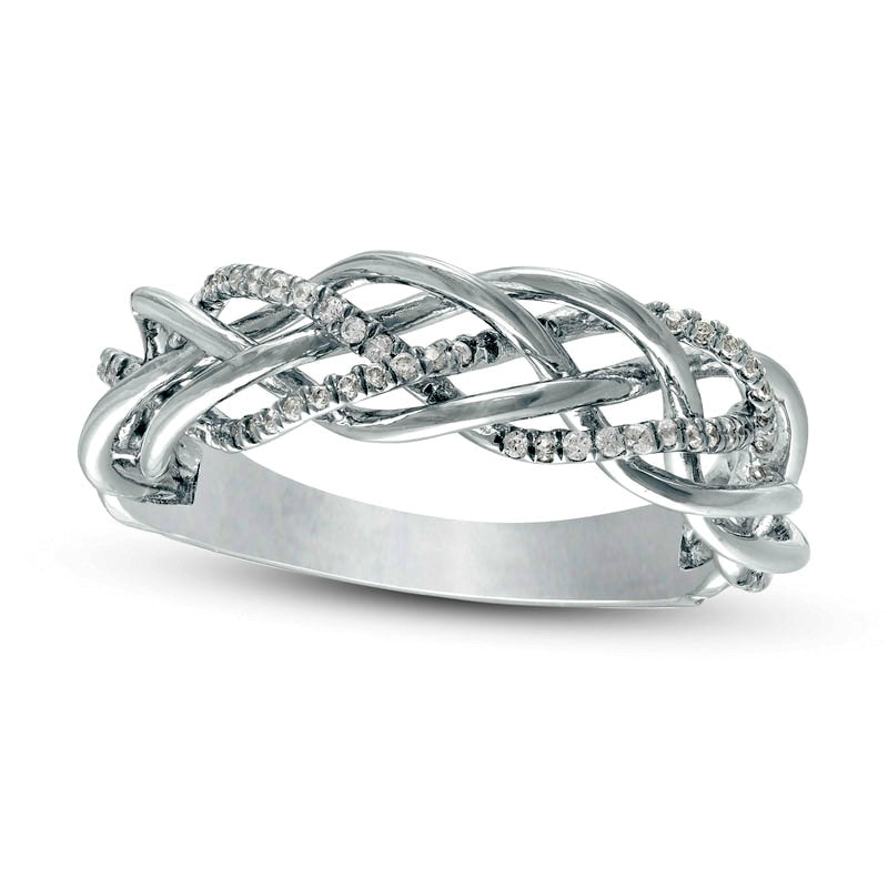 Image of ID 1 020 CT TW Natural Diamond Woven Ring in Solid 10K White Gold